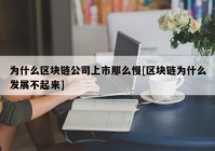 为什么区块链公司上市那么慢[区块链为什么发展不起来]